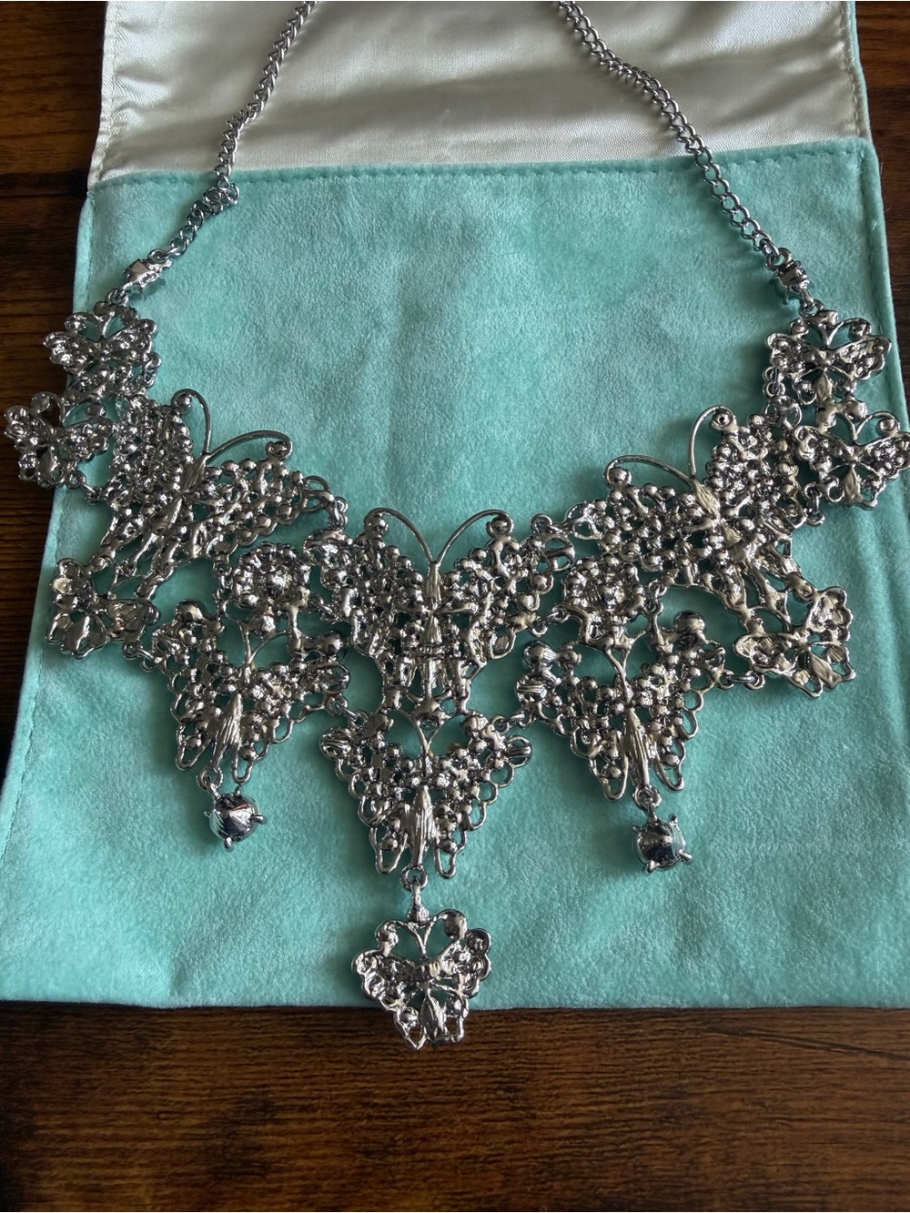 Kirks Folly Silver and AB Crystal Bib Necklace - Picture 8 of 12
